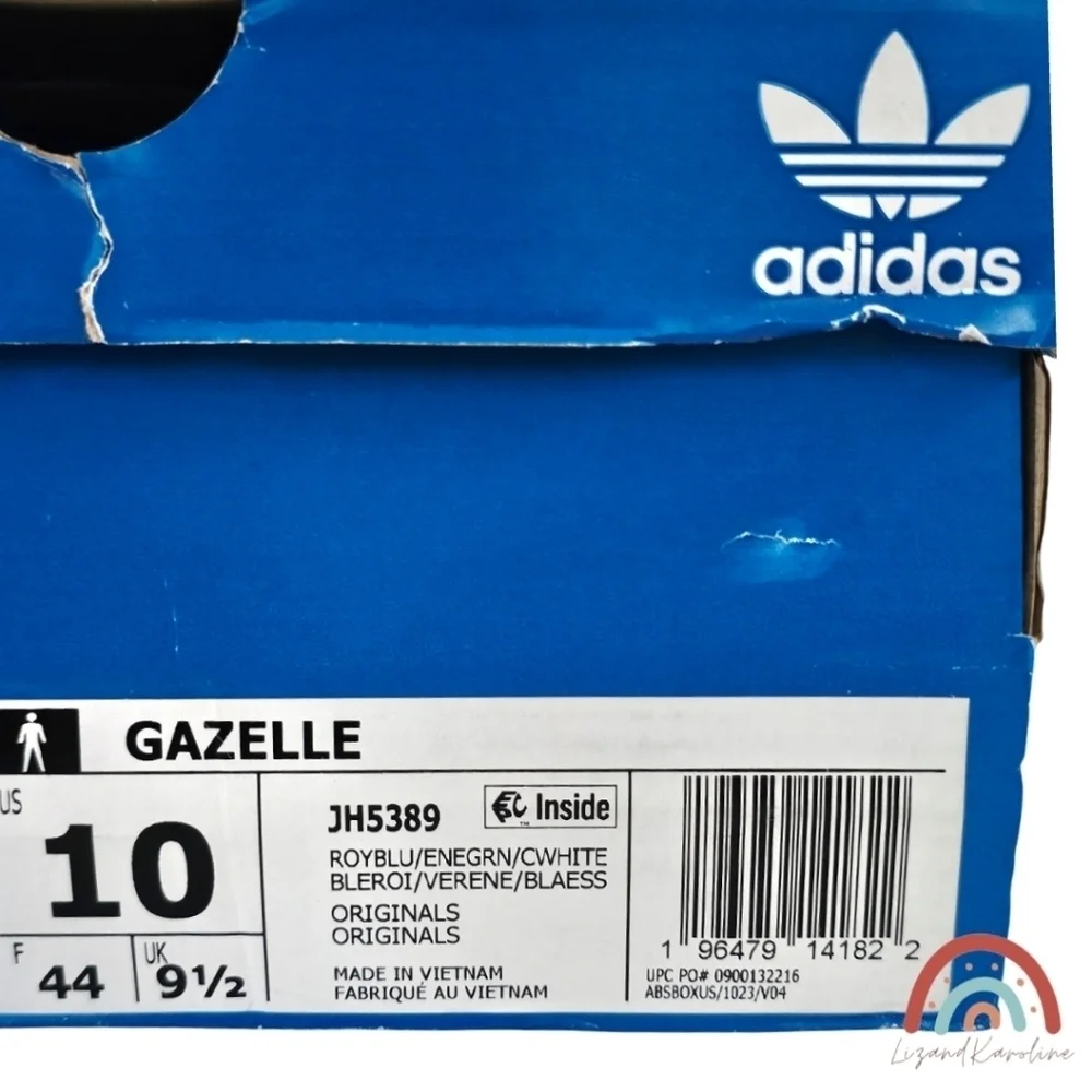 New! Adidas Originals Gazelle Shoes in Royal Blue Green